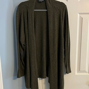 Context Lightweight Open-Front Cardigan in Olive